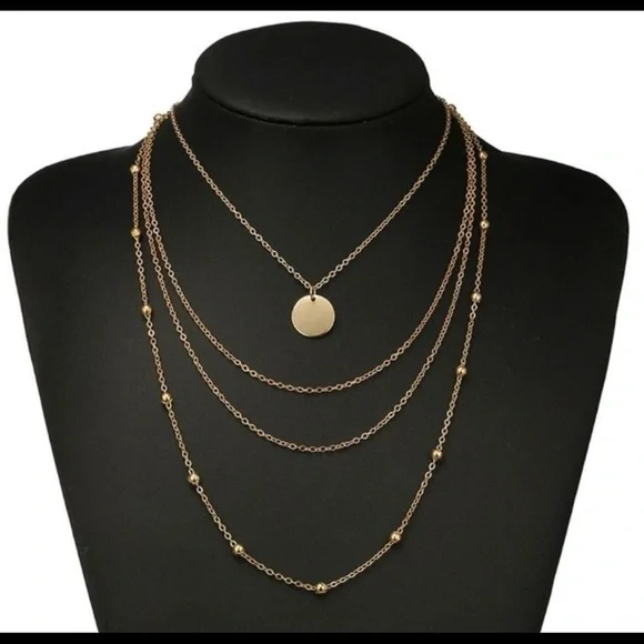 Boutique Multi-layered Coin Necklace Gold Color Simple Dainty Style - Picture 5 of 5